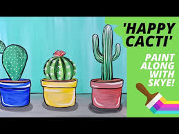Learn how to paint this cactus on a desert scenery using acrylics. New Video Happy Cacti Acrylic Painting Tutorial For Beginners Skye Pratt Teaching Artist