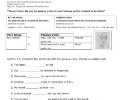 Put the following active sentences into passive voice. 246 Free Passive Voice Worksheets