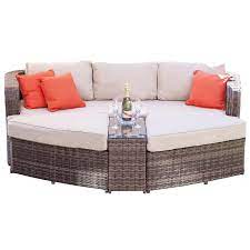Stone cottage bedding fresno 5 piece daybed cover set. Direct Wicker Marrakesh Brown 4 Piece Wicker Outdoor Daybed Set With Beige Cushions Pal 1202 The Home Depot Daybed Sets Outdoor Daybed Wicker Daybed