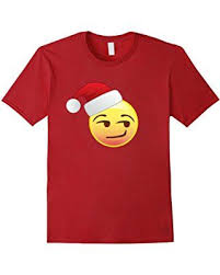 Funny Emoji Smirk Santa Hat Christmas Naughty Or Nice Shirt Winter T Shirts Funny Emoji Shirts