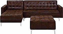 Schlafsofa Lederoptik Old Style Braun Rechtsseitig Mit Ottomane Aberdeen Belianibeliani Sectional Couch Home Decor Couch
