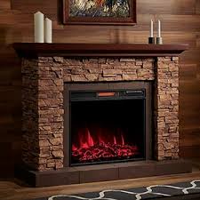 The warmth of wood accents in the recessed header and mantel brackets serve as a rustic complement to the crisp architectural ledge rock theme. Featherston Electric Fireplace Mantel Package Gds28l8 1152lr Dimplex