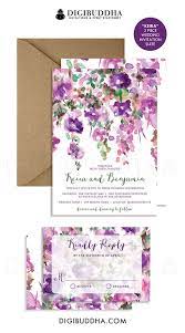 Purple Flowers Wedding Invitation Rsvp Whimsical Floral Etsy Purple Wedding Invitations Flower Wedding Invitation Floral Wedding Invitations