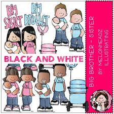 Family black and white clipart. Big Brother Big Sister Clip Art Black And White Melonheadz Clipart