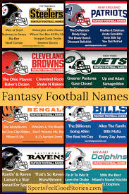 Best Fantasy Football Names Sorted By Team Sports Feel Good Stories Cool Fantasy Football Names Fantasy Football Names Football Names