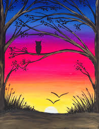 Quiet Forest Easy Landscape Paintings Sunset Painting Sunrise Painting