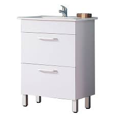 Leroy merlin meuble sous vasque. Meuble Sous Vasque Sur Pieds Avec Lavabo Integre 2 Tiroirs Blanc 60cm Leroy Merlin