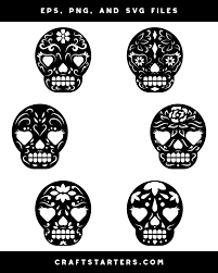 Download Girly Sugar Skull Silhouette Clip Art