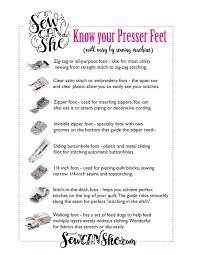 Sewing Machine Presser Feet A Handy Printable Guide