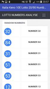 Loto italia keno este unul din cele mai diversificate jocuri de noroc din lume. Italian Keno Lotto 10e 20 90 Stats And Analyse For Android Apk Download