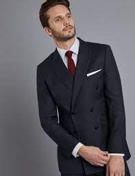 This suit has a straightforward appearance, but the slim fit and notch lapel design will make any man look refined. Men S Dark Charcoal Twill Double Breasted Slim Fit Suit Hawes Curtis
