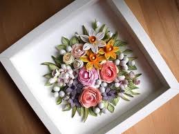 Paper Quilling Wall Decor Picture Paper Peonies Daffodil Decor 1st Anniversary Gift Unique Shadow Box 3d Paper Wall Art Quilling In 2020 Paper Quilling Flowers Paper Quilling Paper Flower Wall Art
