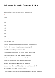 Articles And Reviews For September 3 2010