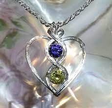 Two Hearts Birthstone Pendant Engagement Wedding Necklace Gift Etsy Birthstone Pendant Gemstone Necklace Pendant Wearable Art Jewelry