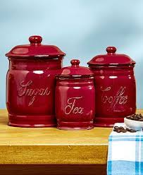 Looks great in any kitchen setting.home basics ceramic canister with spoon set (4 pieces), red. Sets Of 3 Classic Ceramic Canisters Ceramic Canister Set Ceramic Canisters Kitchen Canisters
