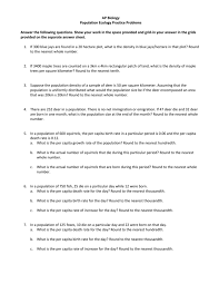 The complete formula for annual per capita growth rate is: Ap Biology Population Ecology Practice Problems Answer The
