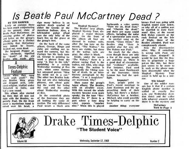I READ THE NEWS TODAY: The "Paul Is Dead" Incident - About The Beatles