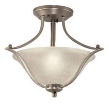 Lowes Portfolio 17 32 In Brushed Nickel Alabaster Glass Semi Flush Mount Light Lights Flush Mount Lighting Semi Flush Ceiling Lights Hallway Light Fixtures