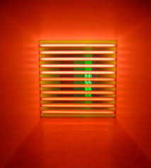 Neon Artwork By Dan Flavin Horizontal Orange Red Neons Bars Forming A Square Light Art Colorful Art Installations Neon Art