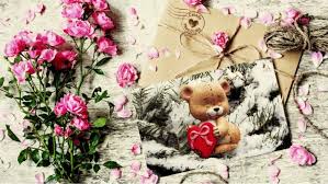 To accept, tolerate, or endure something, especially something unpleasant: Full Screen Teddy Bear With Flowers Card Wallpapers Photofunia Love 1920x1080 Wallpaper Teahub Io