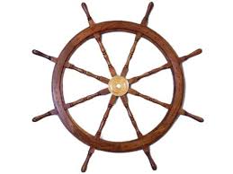 Xl Ship S Steering Wheel 48 Wooden W Brass Hub Marine Boat Decor Boat Decor Ship Wheel Brass Decor