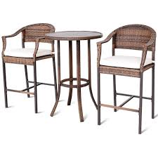 Pin On 3 Pcs Outdoor Rattan Bar Stool Table Set