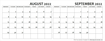 August September 2022 Calendar Monday Start Archives Monday Start Calendar