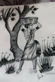 Village Woman By Dream Drawing On Deviantart Buy indian village woman painting at lowest price by.