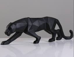 Black Panther Polygonal Sculpture Panther Sculpture Black Panther Statue Wildlife Decor