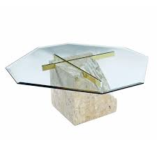 Maitland Smith Style Brass And Glass Tessellated Stone Pedestal Coffee Table For Sale At 1stdibs Coffee Table Coffee Table Rectangle Pedestal Coffee Table