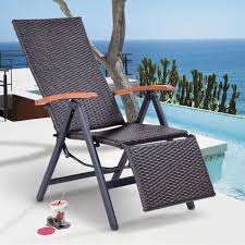 Garden Folding Rattan Aluminum Recliner Chair Lounge Chair Outdoor Garden Recliner Chairs Rattan Lounge Chair
