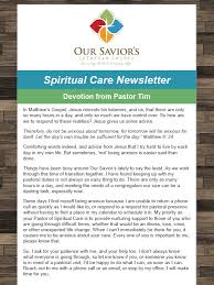 Spiritual Care Newsletter