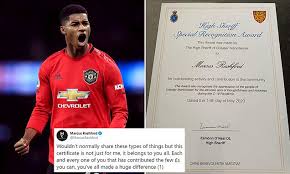 Man united's rashford awarded an mbe. Man United Striker Marcus Rashford Given Special Award For Charitable Efforts During The Coronavirus Daily Mail Online