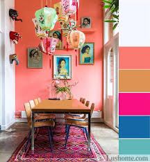 A living room wall gets a dramatic lift from turquoise grasscloth walls, which serves as a backdrop to a cream console. Modern Coral Pink Color Schemes Ready To Use Color Combinations For Room Decorating