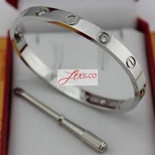 Cartier Love Bracelet Fake White Gold Plated Real With 4 Diamonds Cartier Love Bracelet Love Bracelets Leather Pearl Necklace