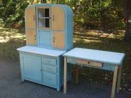Tangkula 5 piece dining table and chairs set vintage retro wood top metal frame padded seat dining table. Hoosier Cabinet Antique Enamel Top Kitchen Bakers Table Turquoise On Popscreen