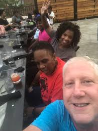 Line dance workout with instructor