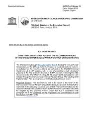 Ioc Governance Draft Implementation Plan Of The Recommendations Of The Unesco Open Ended Working Group On Governance Unesco Digital Library