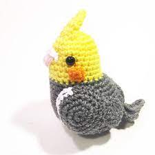 Grey And Yellow Cockatiel Yellow Crochet Cockatiel Amigurumi Bird Standard Colors Pet Gift Cockatiel Replica Stuffed Animal Patterns Modern Crochet Patterns Handmade Crochet