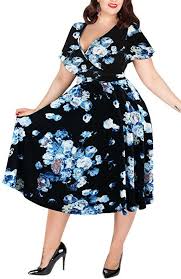 Nemidor Women S V Neckline Stretchy Midi Plus Size Casual Dress 20w White Print At Amazon Wome Plus Size Dresses Bridesmaid Dresses Plus Size Pretty Dresses