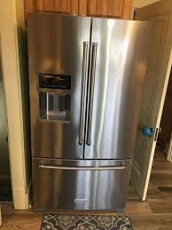 Kitchenaid fridge with wood accents. Kitchenaid Krff507hps 26 8 Cu Ft 36 Inch French Door Refrigerator With Exterior Ice And Water Walmart Com Walmart Com
