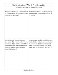 The Single Step Multiplication Word Problems Up To 10 X 10 A Math Worksheet From The Math W Multiplication Word Problems Word Problems Integers Word Problems