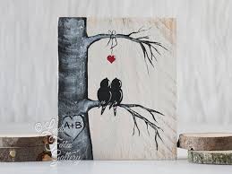Two Birds On A Wire Painting 5th Anniversary Gift For Colorado Lovers Love Bird Painting On Reclaimed Wood Love Birds Drawing Bird Painting Diy Birds Painting