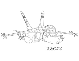 Kids can print coloring pages and color them Bravo The Fighter Jet In Disney Planes Coloring Page Kids Play Color