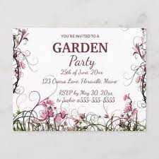 Editable Floral Garden Party Invitation Postcard Zazzle Com Floral Garden Party Garden Party Invitations Engagement Party Invitations