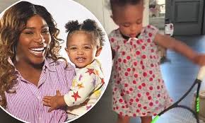 Tennis star serena williams, who reportedly gave birth to her daughter on friday, opened up on an episode of kneading dough. but, interestingly, williams responded to the interview questions as if she were having a girl, and especially if her daughter becomes a successful athlete. Serena Williams Shares Video Of Her Daughter Olympia Age One Playing With Her Tennis Rackets Daily Mail Online