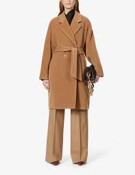 The kooples show black blue tweed sweater jacket. Baiocco Double Breasted Camel Wool Coat By Max Mara Thread Com