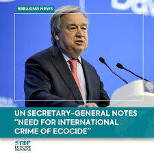 UN Secretary-General notes need for international crime of ecocide — Stop  Ecocide International