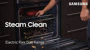 The cycle lasts about 30 minutes, and loosens and softens the grime in the oven. How To Use The Steam Cleaning Feature To Clean Your Oven Samsung Us Youtube