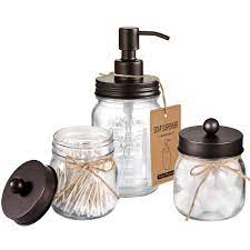 Can be placed with other mason jar/rustic farmhouse decor in kitchen or bathroom. Sheechung Mason Jar Bathroom Accessories Set Includes Liquid Hand Soap Dispenser And Qtip Holder Set Rustic Farmhouse Decor Apothecary Jars Bathroom Countertop And Vanity Organizer Bronze Buy Online In Belize